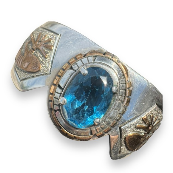 Leo James Vintage Native American Navajo Gold Kokopelli Sterling Silver Bracelet - Picture 5 of 15